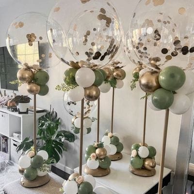 Aranjament Baloane masa cu confetii