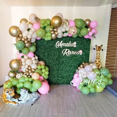 Aranajment baloane jungle pentru botez gemeni