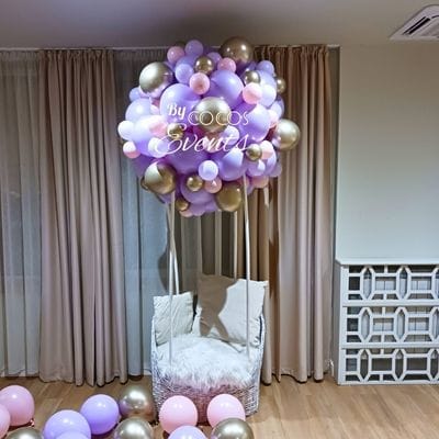 Decor Baloane cu Canapea si Balon cu aer Cald pentru Botez