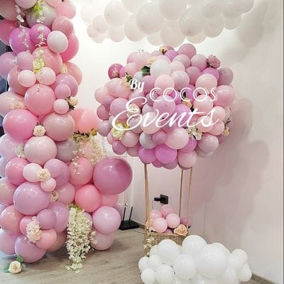 Decor Balon cu aer cald pentru botez fetita