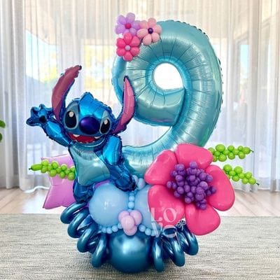 Aranjament Baloane cu Cifra si Tematica Stitch pentru petreceri Copii