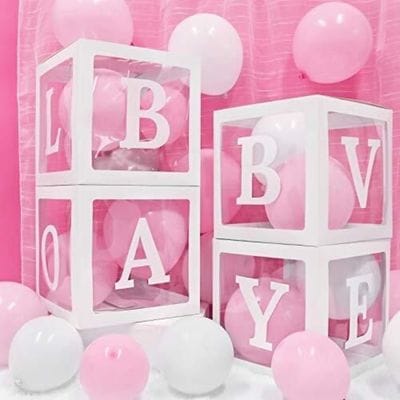 Cuburi Baby pentru decor baloane roz