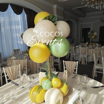 Aranjamente baloane masa pentru botez tematica jungle