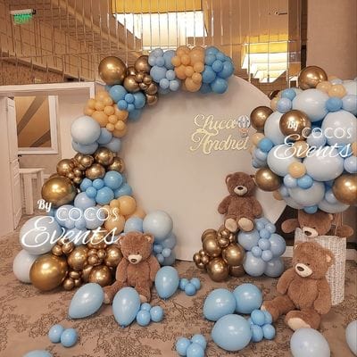 Decor Baloane Botez Baiat cu Baloane Albastre - Tematica Ursulet