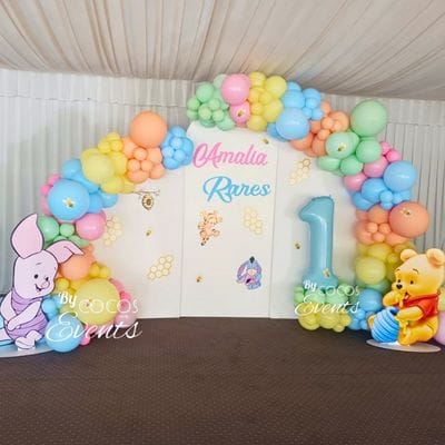 Aranjamente Baloane Bucuresti - Decor Baloane Curcubeu Gemeni Tematica Winnie the Pooh