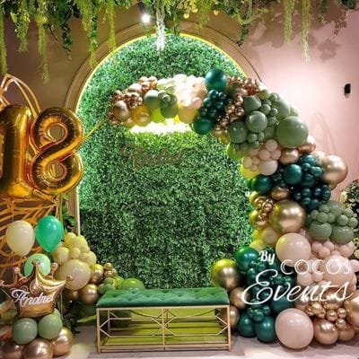 Arcada Baloane Majorat cu Verde si Auriu- Baloane 18 ani