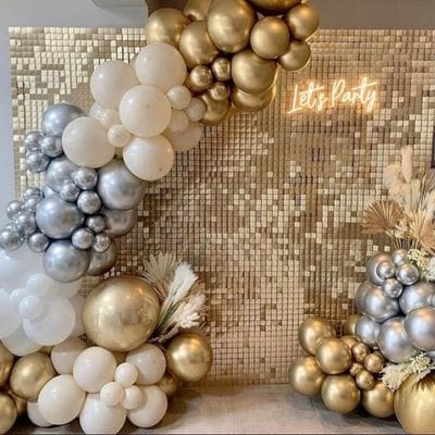 Photo corner baloane cu paiete aurii pentru Majorate sau Petreceri Corporate.