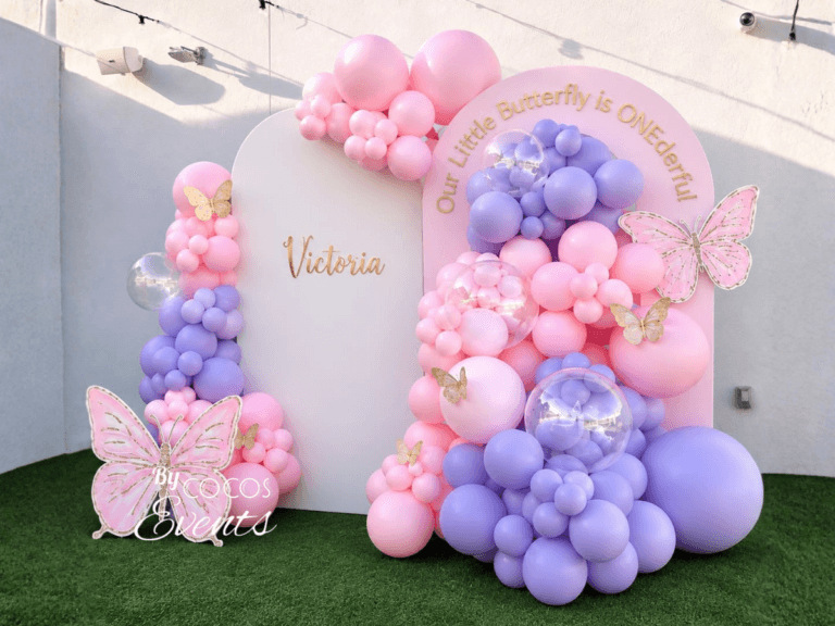 Decor Baloane Botez Premium cu Fluturasi in Bucuresti