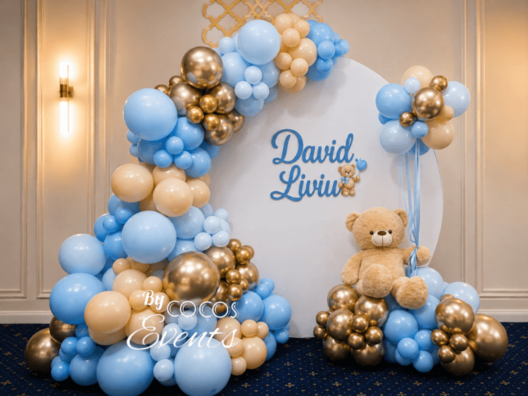 Decor baloane urs cu albastru